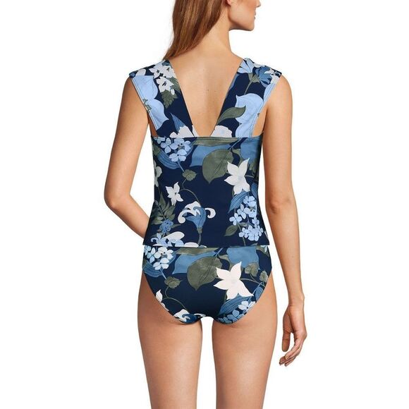 Land's End Square Neck Back underwire tankini top modern length orange mist - Picture 16 of 16